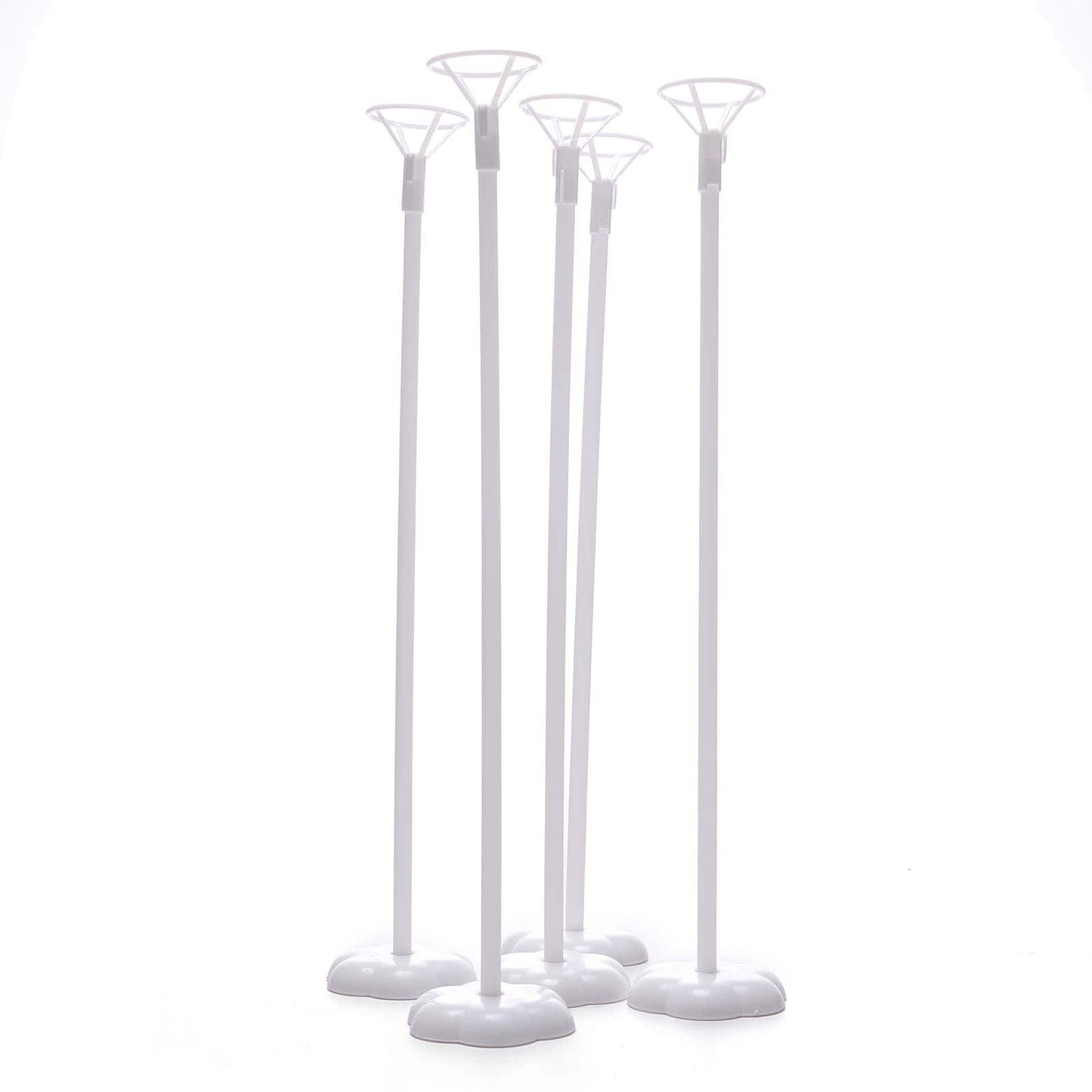 5 Pack | 17inches White Balloon Stand Stick Kit, Floral Base Balloon Holder
