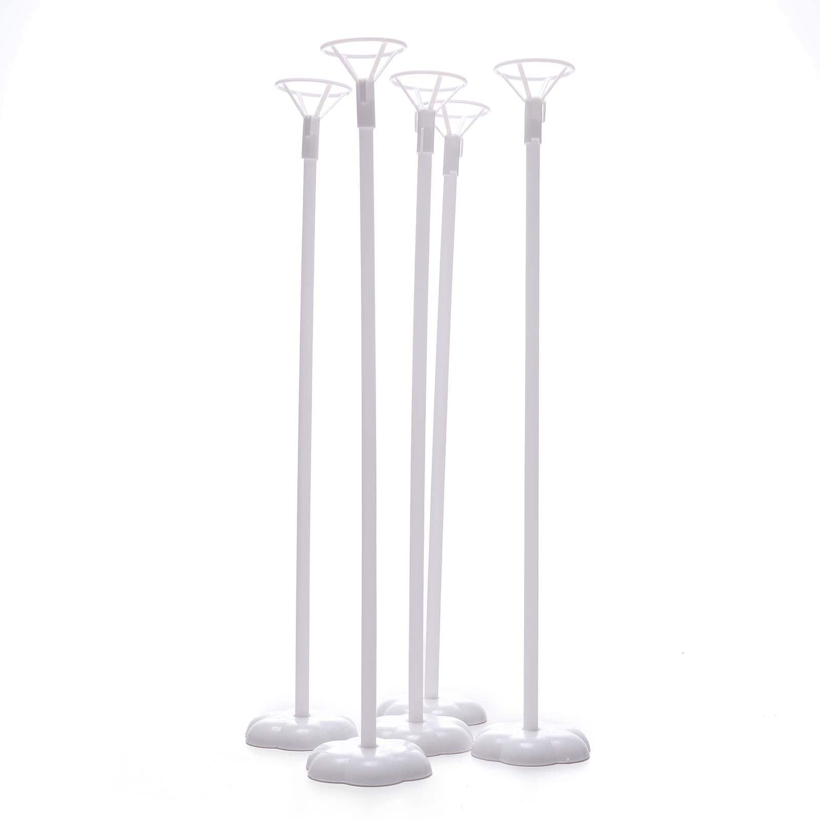 5 Pack | 17inches White Balloon Stand Stick Kit, Floral Base Balloon Holder