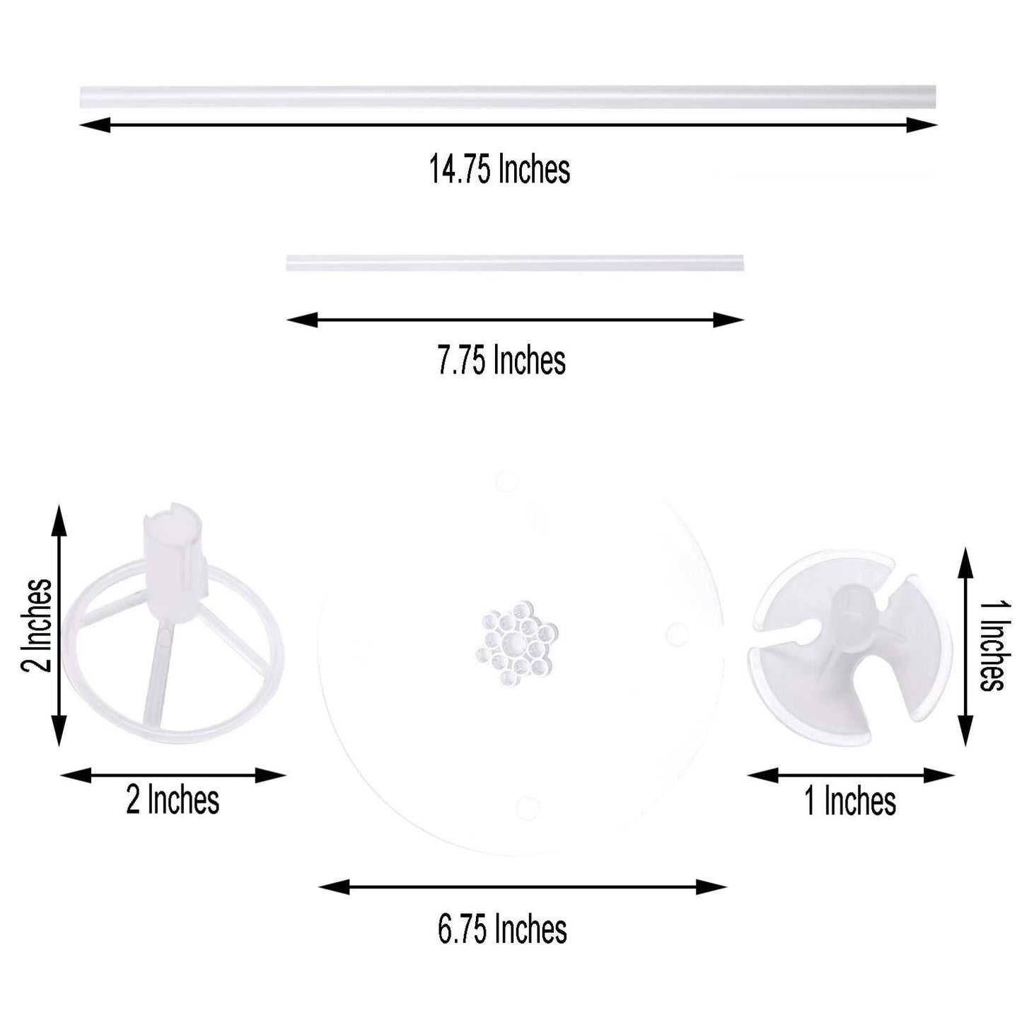 Clear balloon centerpieces holder kit with table top balloon stand sticks.