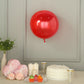 Shiny red reusable UV protected vinyl balloon, 18 inches, with celebratory decor.