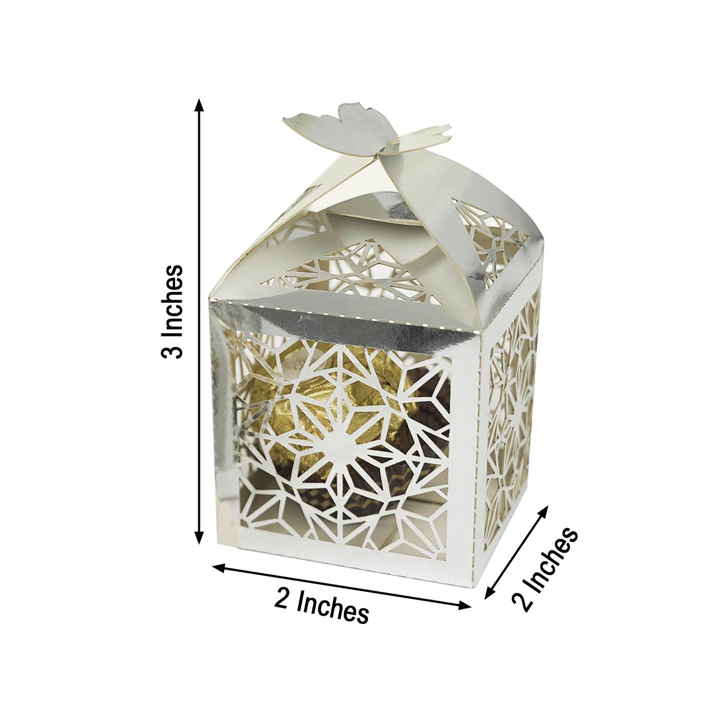 Silver laser cut lace butterfly favor candy gift box pack.