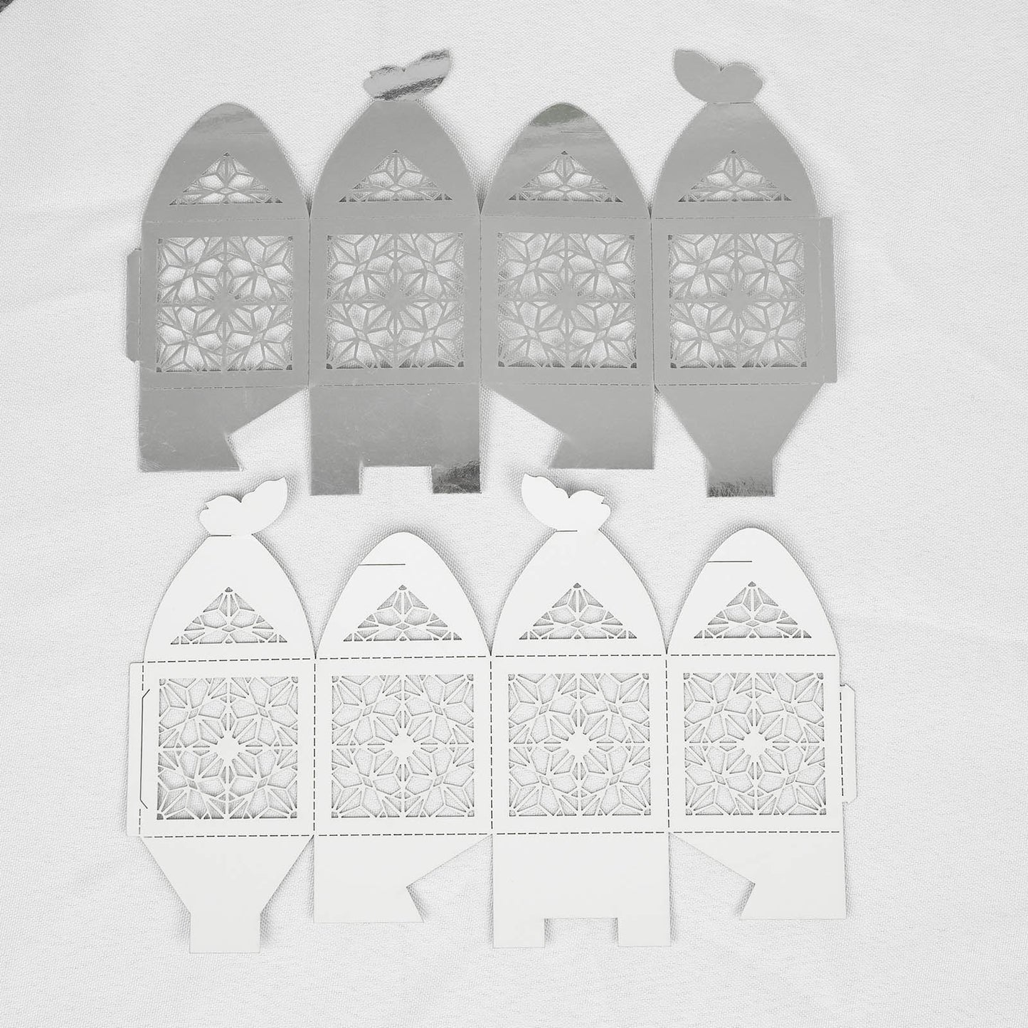Silver butterfly top laser cut lace favor candy gift boxes.