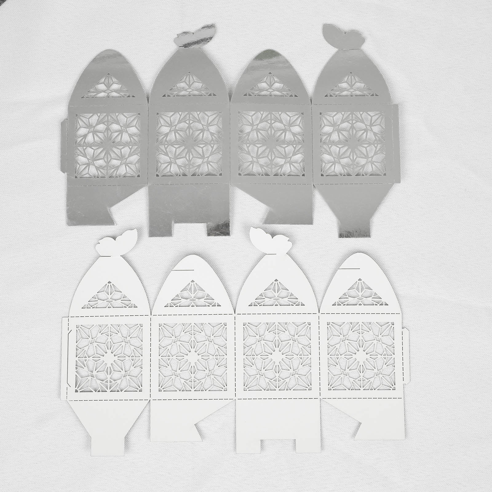 Silver butterfly top laser cut lace favor candy gift boxes.
