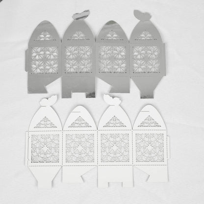 Silver butterfly top laser cut lace favor candy gift boxes.