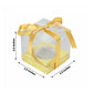 12 Pack | 3.5inch Clear Metallic Gold Plastic Dessert Gift Boxes With Ribbon Tie