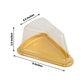 50 Pack | Gold/Clear Plastic Cake Slice Favor Containers, Triangle Party Boxes