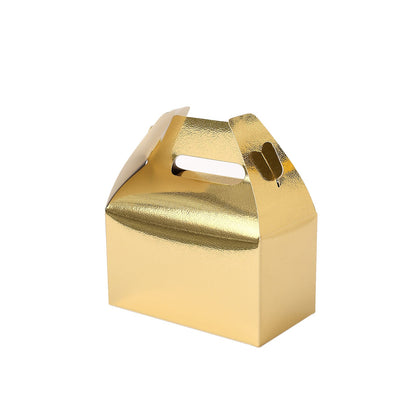 6 Inch X 3.5 Inch X 7 Inch Pack Of 25 Gold Metallic Tote Box Bags