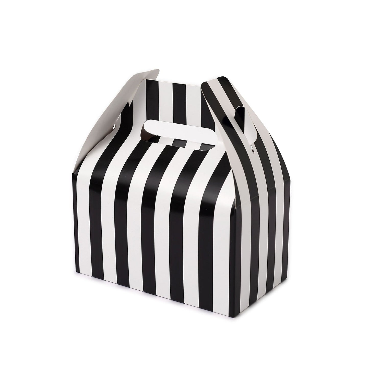 Black And White Striped 25 Pack Of Tote Gable Boxes 6 Inch X 3.5 Inch X 7 Inch 