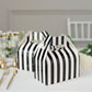 25 Pack | White / Black Striped Party Favor Gift Tote Gable Box Bags, Candy Treat Boxes - 6"x3.5"x7"