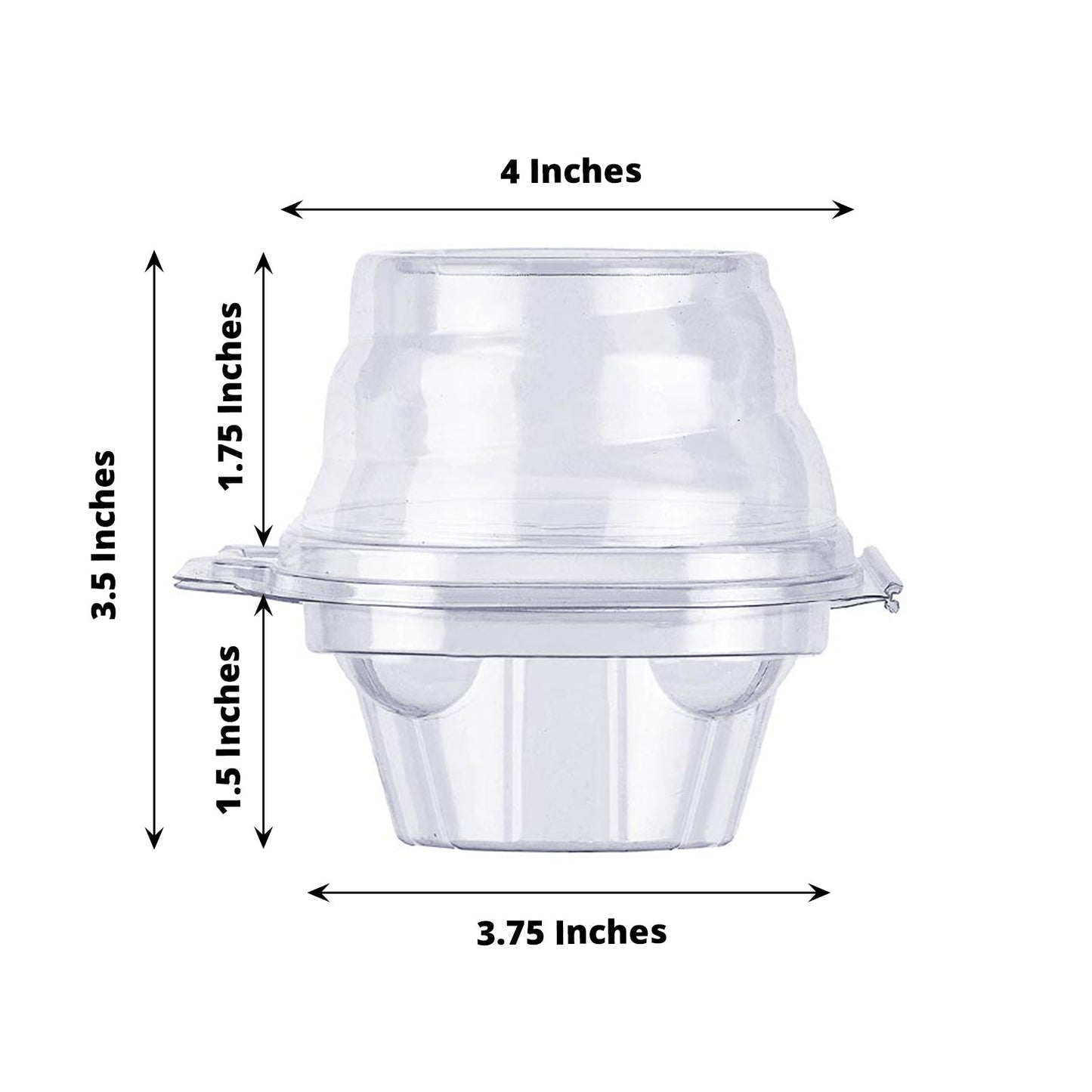 25 Pack | 4inch Clear Plastic Individual Cupcake Boxes With Dome Lid