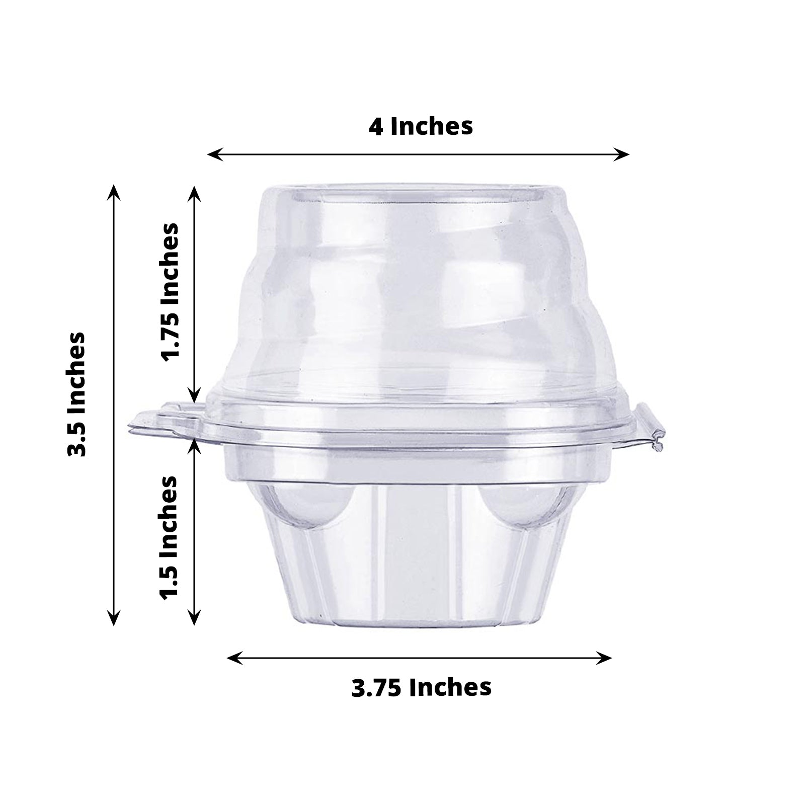 25 Pack | 4inch Clear Plastic Individual Cupcake Boxes With Dome Lid