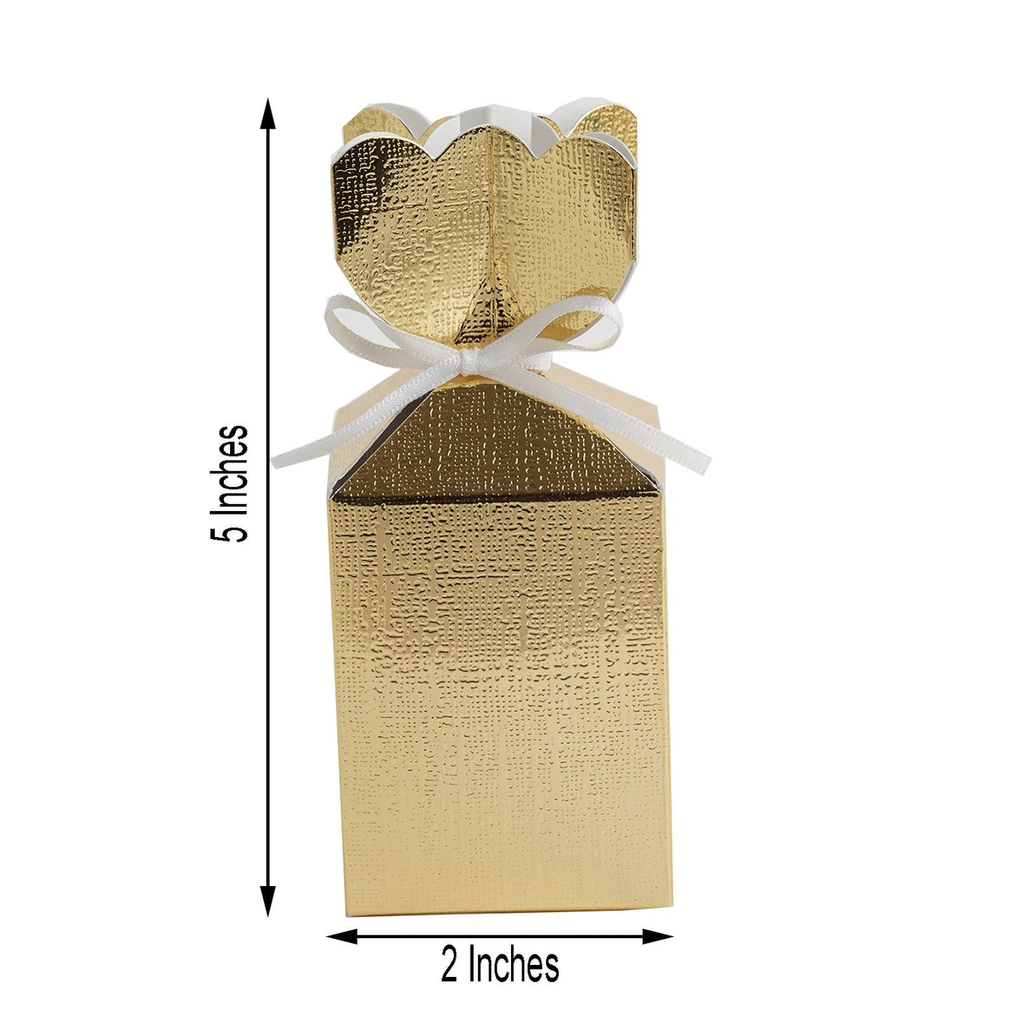 Gold floral top satin ribbon gift box.