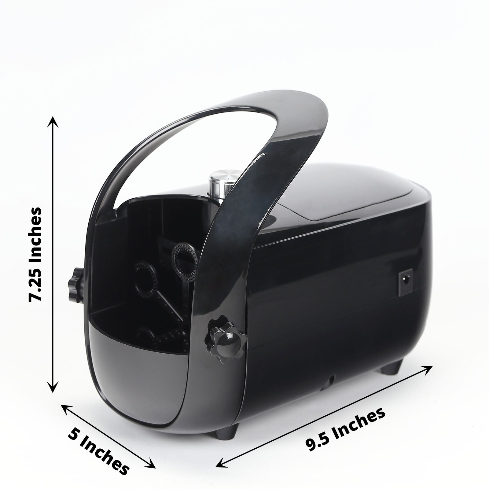 Black dual speed portable bubble machine, automatic bubble blower.