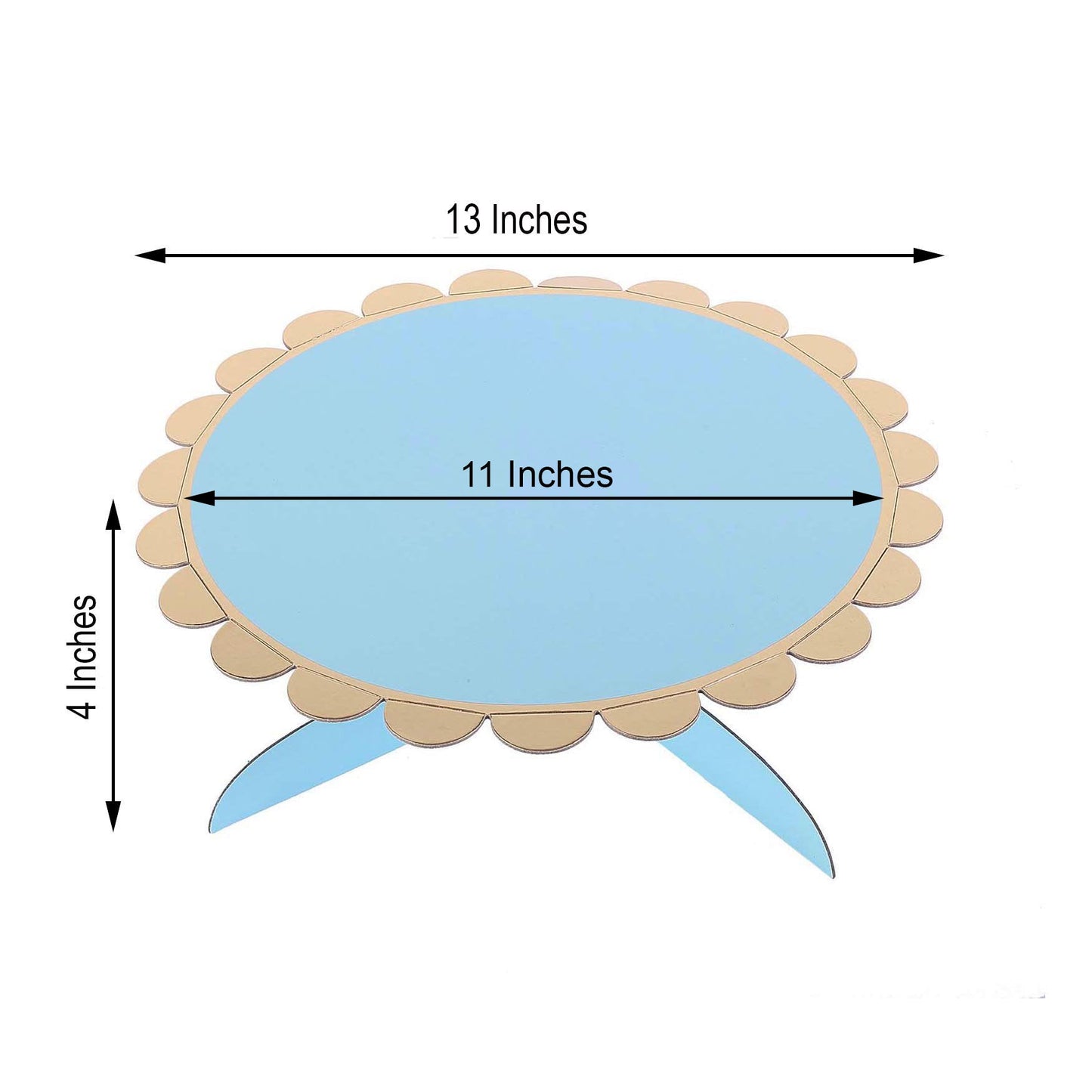 1 Tier 13 inch Blue Cardboard Cupcake Stand - Gold Scalloped Edge Mini Dessert Cake Holder