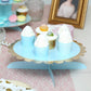 1 Tier 13 inch Blue Cardboard Cupcake Stand - Gold Scalloped Edge Mini Dessert Cake Holder
