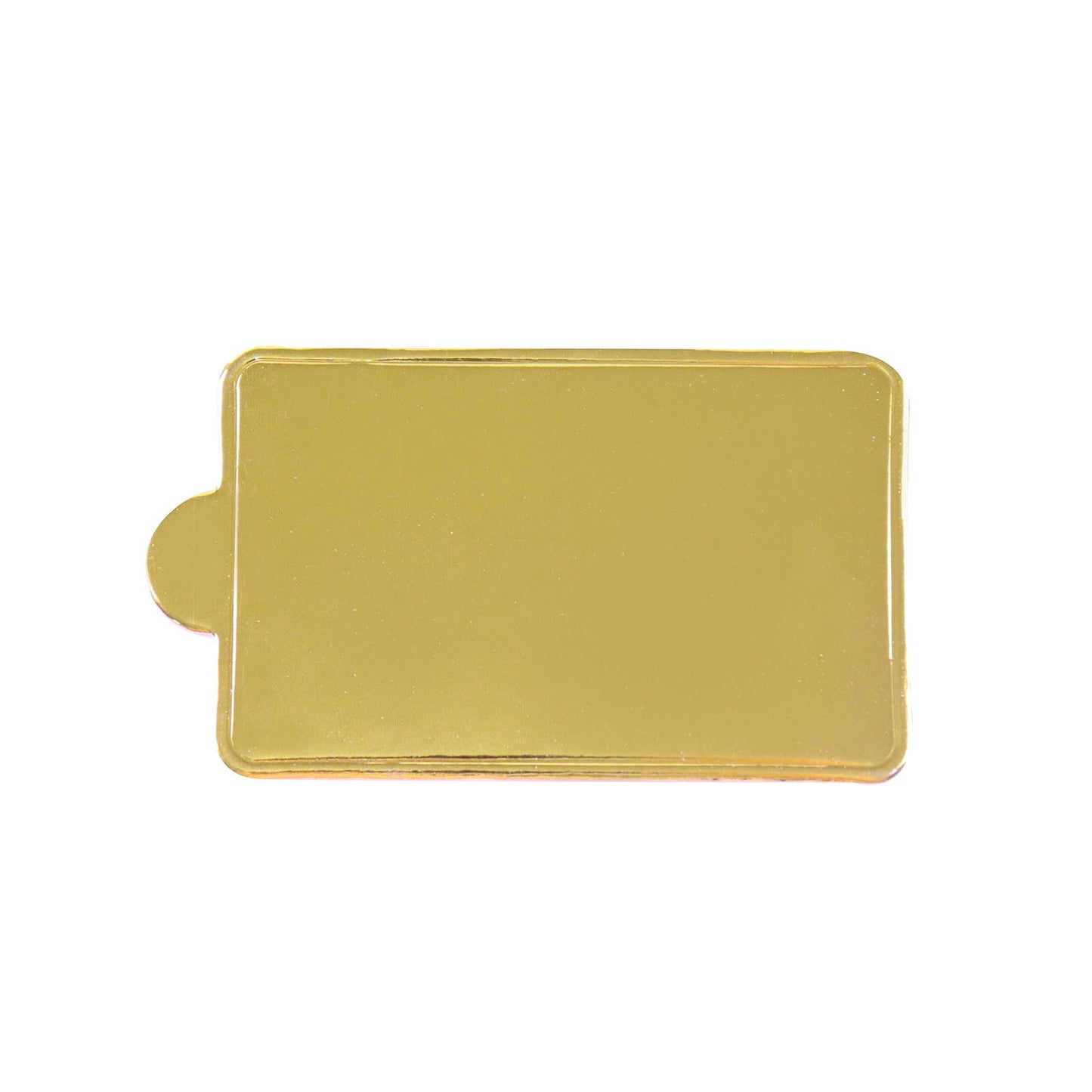 Gold mini rectangle dessert slice paper tray, perfect for cakes and pastries.