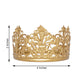 Matte gold metal princess crown cake topper for weddings and celebrations.