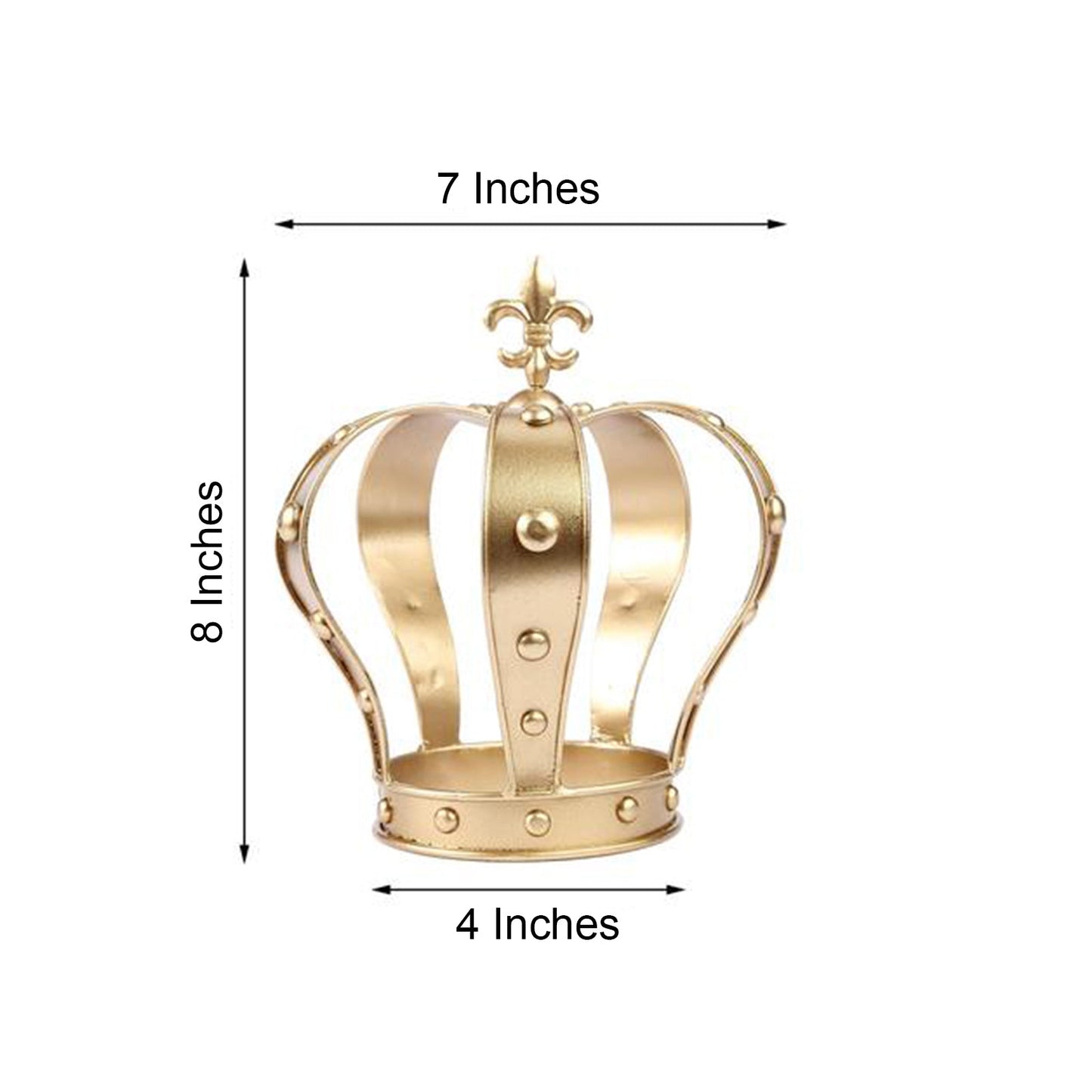 Gold metal fleur-de-lis cake topper for royal-themed celebrations.