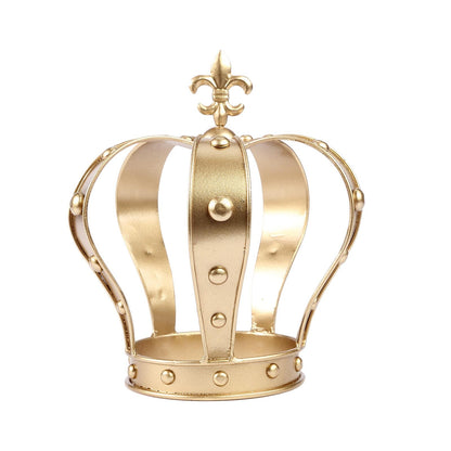 Gold metal fleur-de-lis crown cake topper centerpiece.