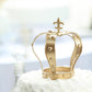 Gold metal fleur-de-lis crown cake topper centerpiece.