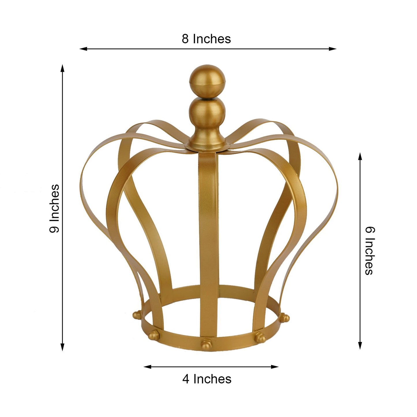 9" Matte Gold Metal Royal Crown Cake Topper for wedding cake decor.