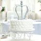 Matte silver metal royal crown cake topper for wedding cake decor.
