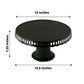 Black round pedestal cupcake stand, 13 inches, reusable with decorative edge.