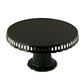 Black round pedestal cupcake stand with interchangeable ribbon trim.