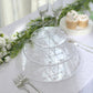 Clear 3-tier round plastic cake pop holder with floral cut rims.