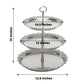 Metallic silver 3-tier round cupcake stand with lace cut edges.