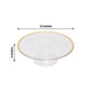 Clear cupcake stand with gold rim, 12 inches in diameter.