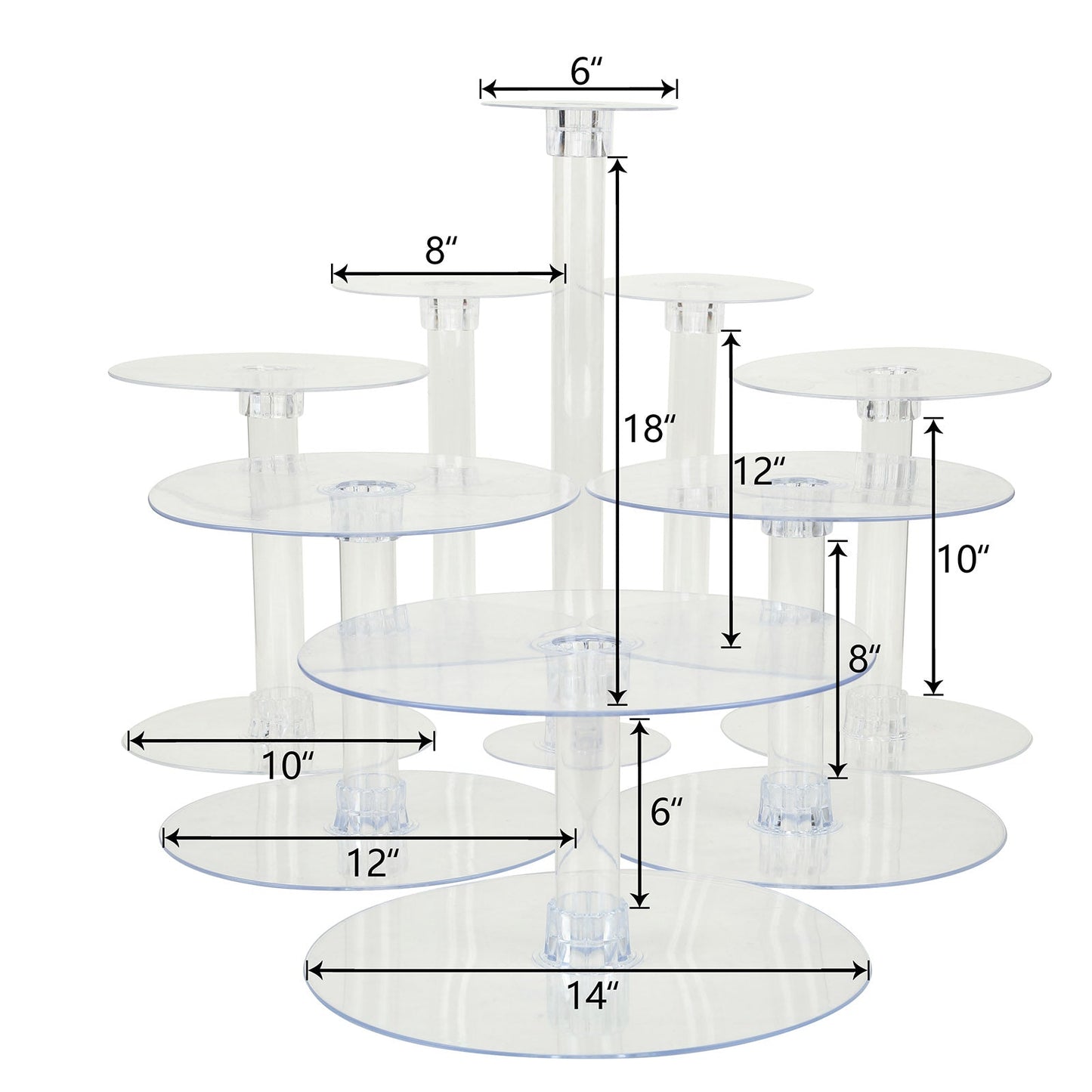 Clear acrylic 8-tier cake stand set, perfect for desserts and cupcakes.
