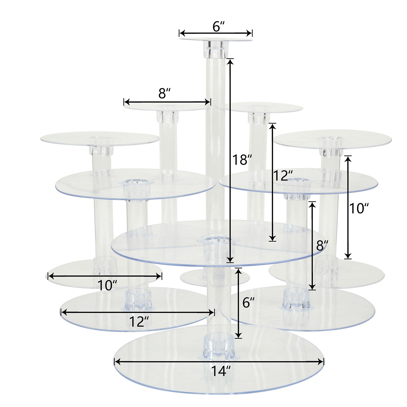 Clear acrylic 8-tier cake stand set, perfect for desserts and cupcakes.