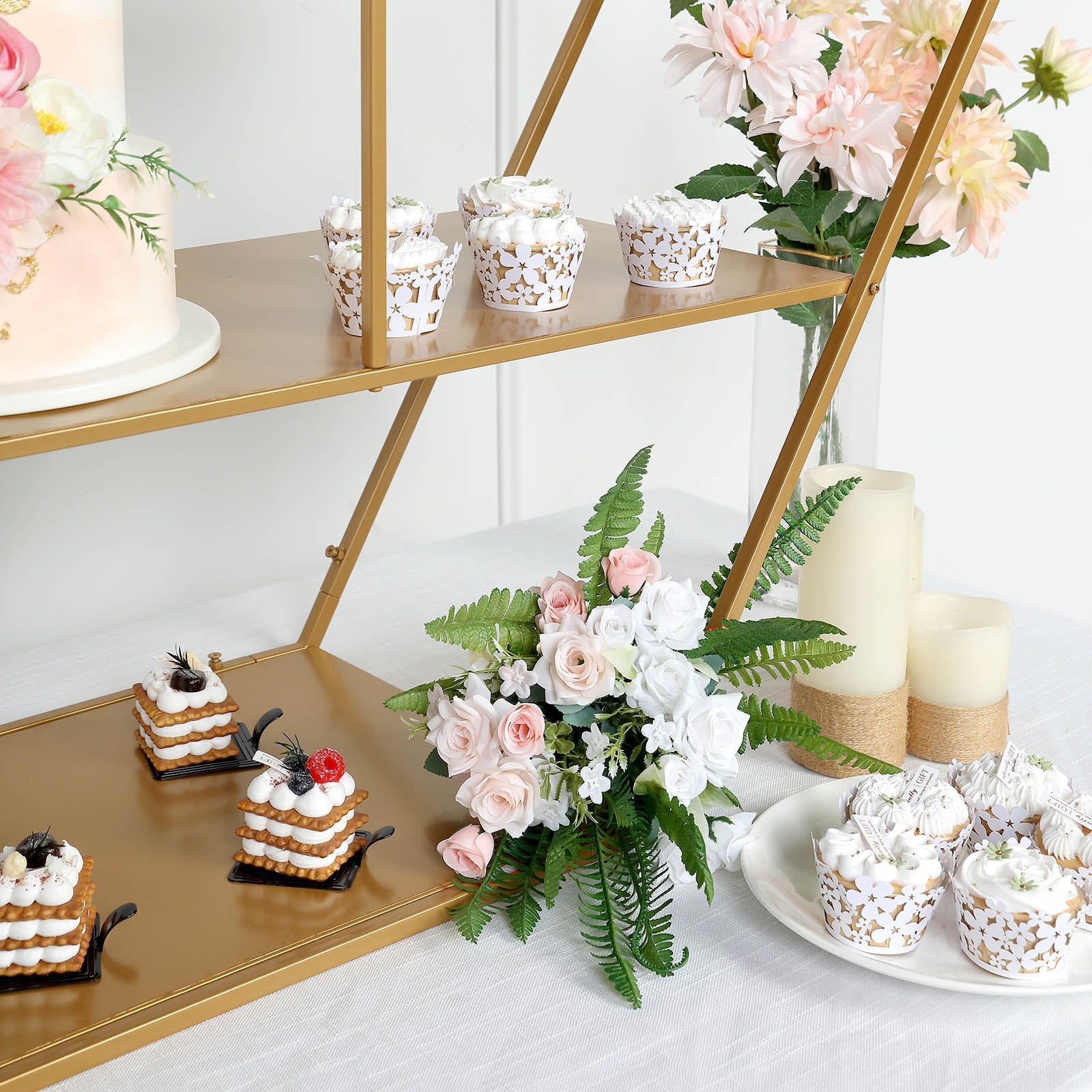 4 Feet Hexagon Large Dessert Cake Stand Gold Plated