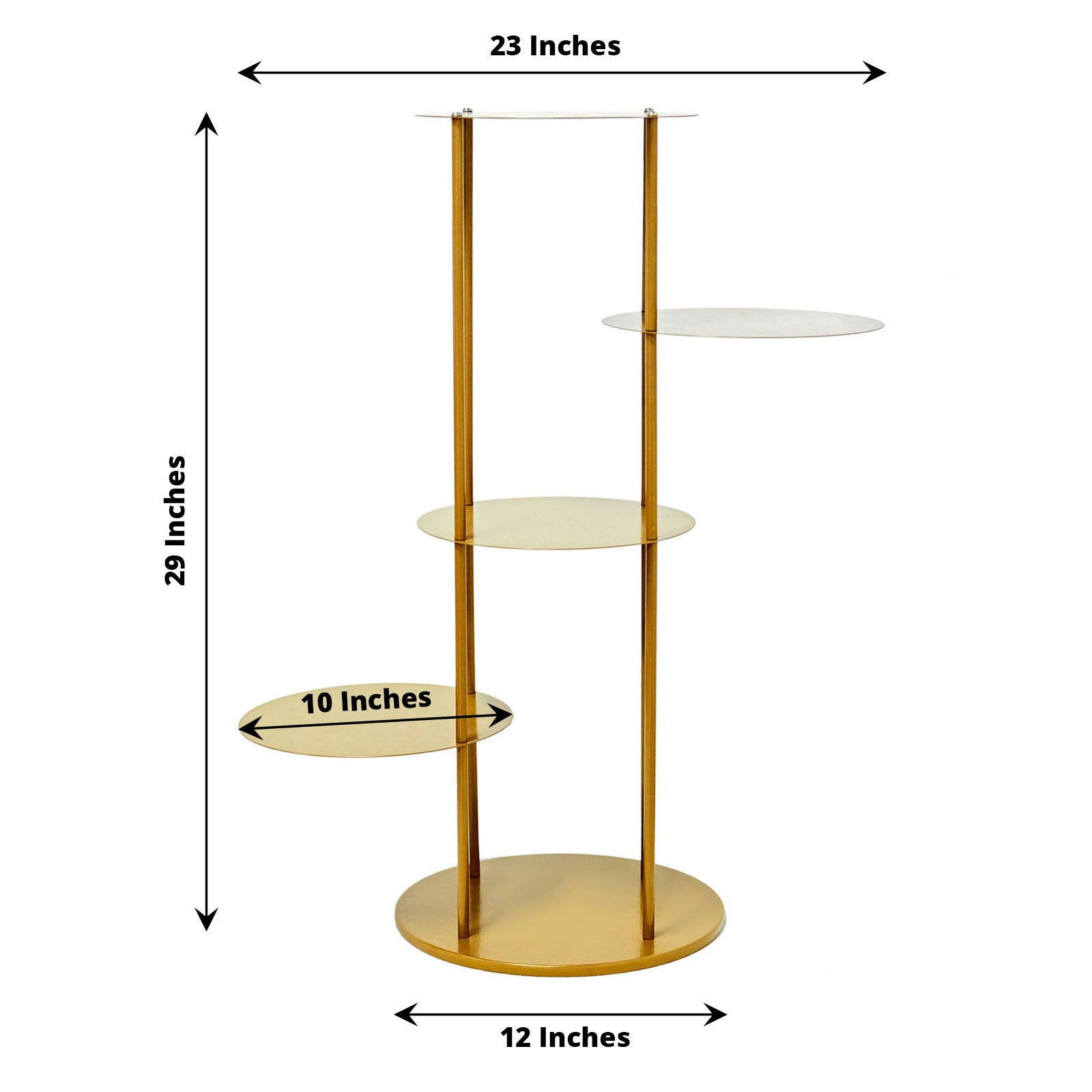 5-Tier Round Dessert Display In Gold Metal 2.5 Feet
