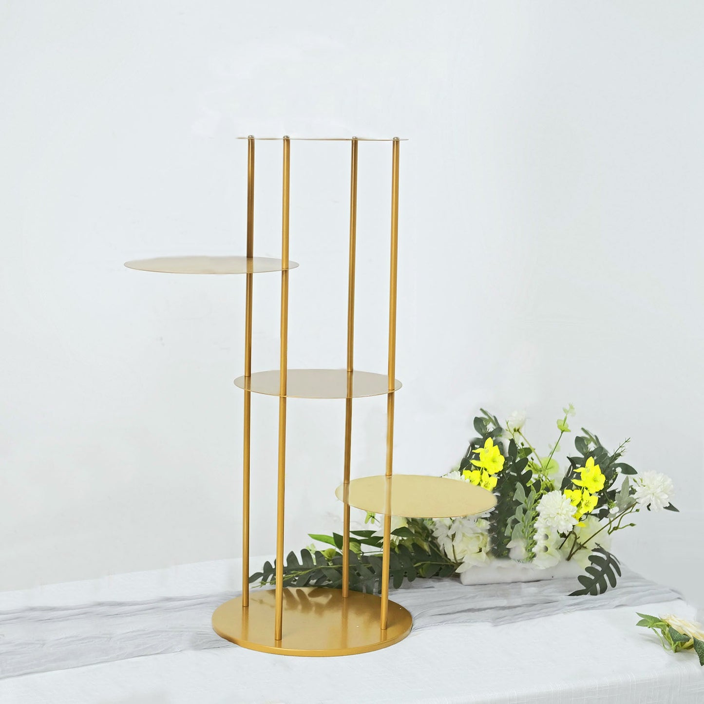 Gold 2.5 Feet Metal Round Tiered Planter Shelves