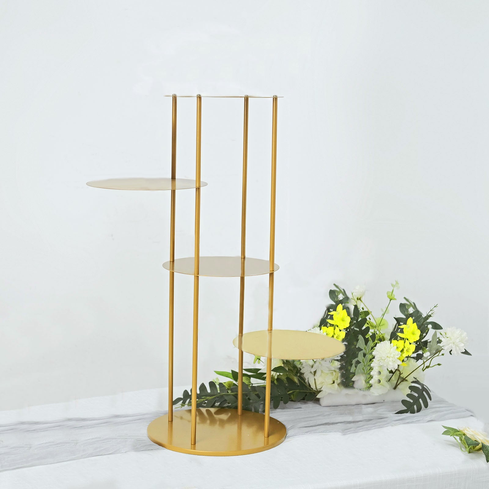 Gold 2.5 Feet Metal Round Tiered Planter Shelves