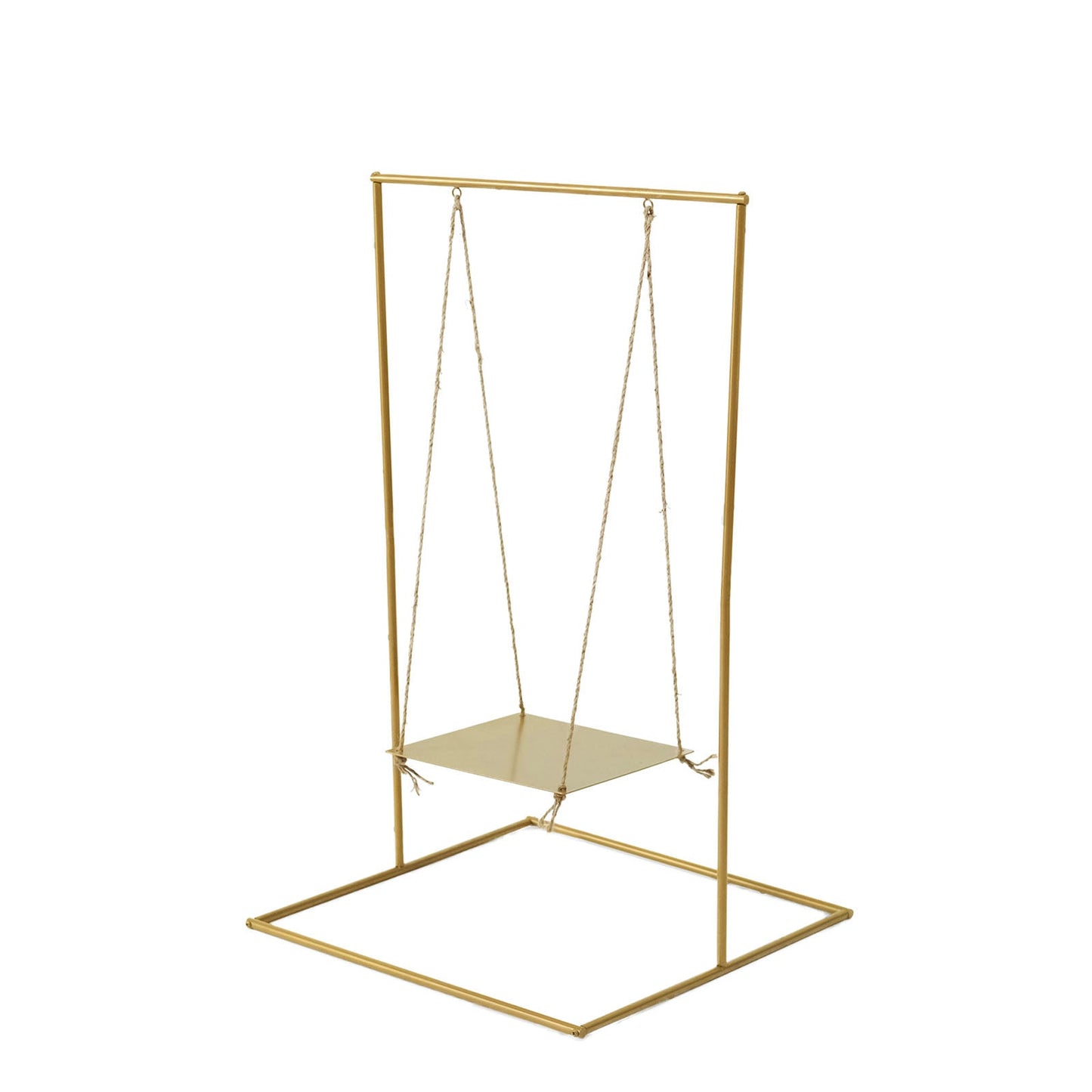 Tall Gold Metal Swing Dessert Display With Jute Rope 3 Feet