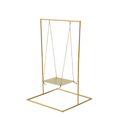 Tall Gold Metal Swing Dessert Display With Jute Rope 3 Feet