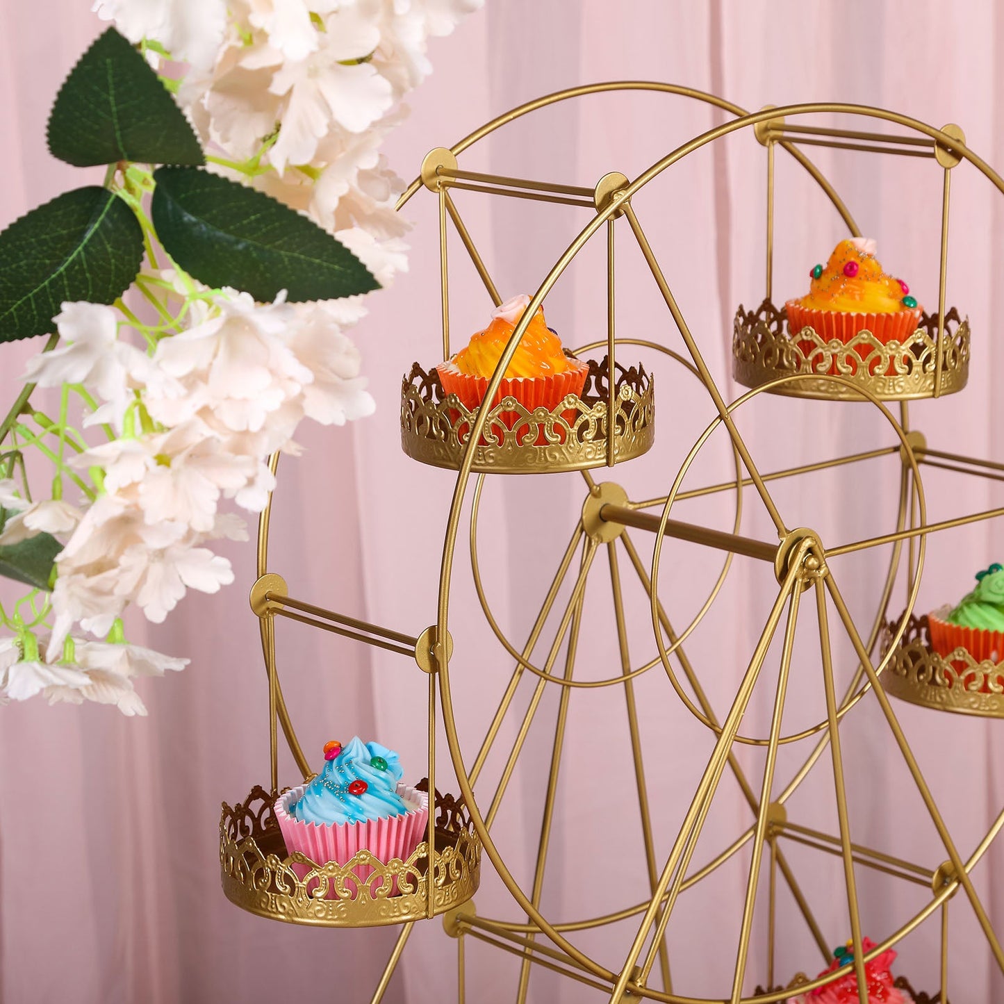 23inch Gold Metal Large Rotating Ferris Wheel Cupcake Stand Dessert Holder
