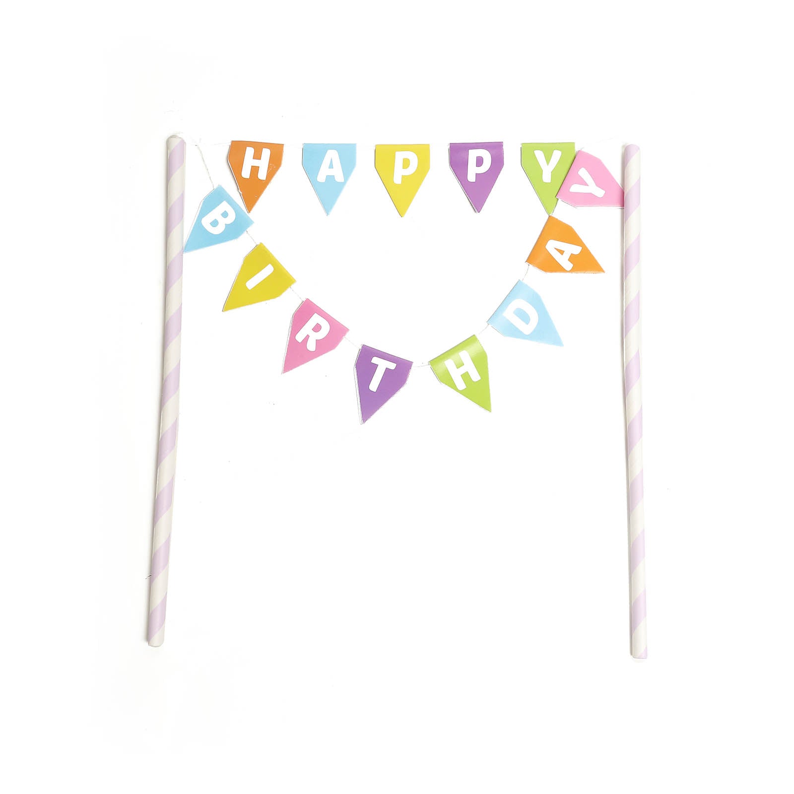Multi Color Happy Birthday Sign Cake Topper And Bunting Garland Banner#whtbkgd