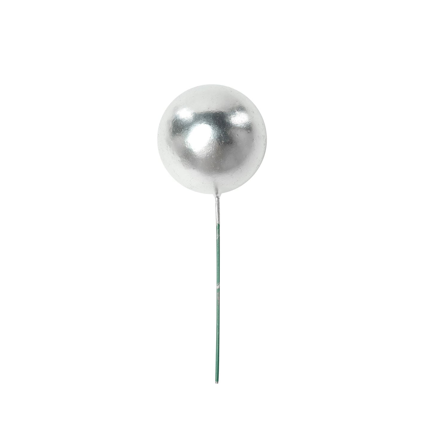 Silver faux pearl cake topper pick for cupcake and DIY decor.