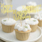 24 Pack Party Cupcake Picks with Glitter Gold Happy Birthday 