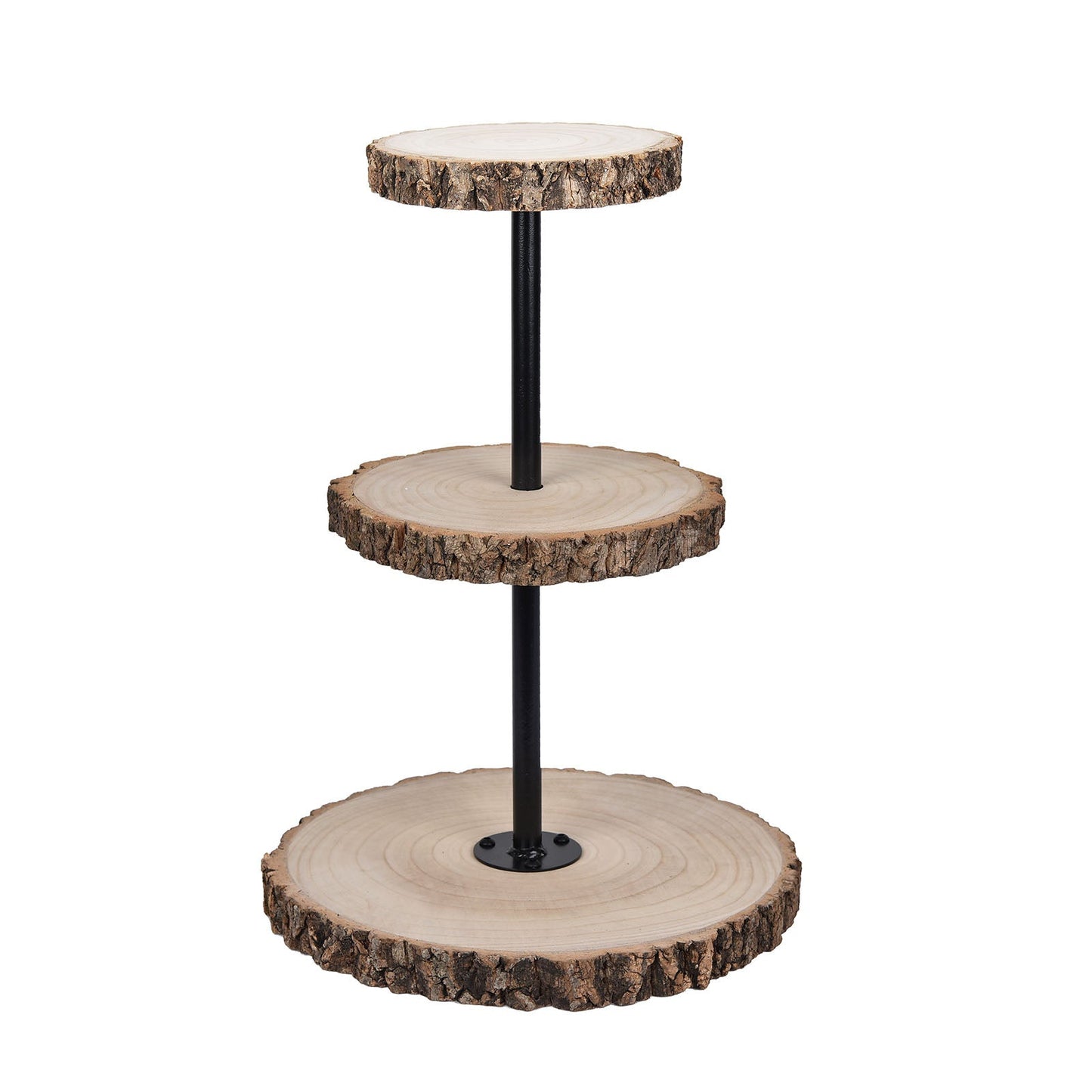 19 Inch Natural Wood Tower Cheese Slice Board Cupcake Stand Rustic Centerpiece 3 Tier#whtbkgd