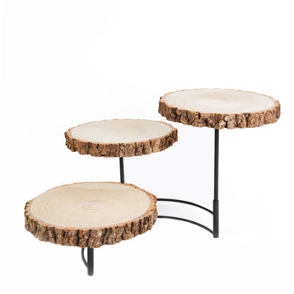 12 Inch Rustic Wood Half Moon Cupcake Stand Centerpiece with Cheese Board#whtbkgd