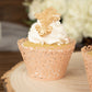 25 Pack - Lace Laser Cut Design Blush Rose Gold Muffin Baking Cup Tray And Paper Cupcake Wrappers 