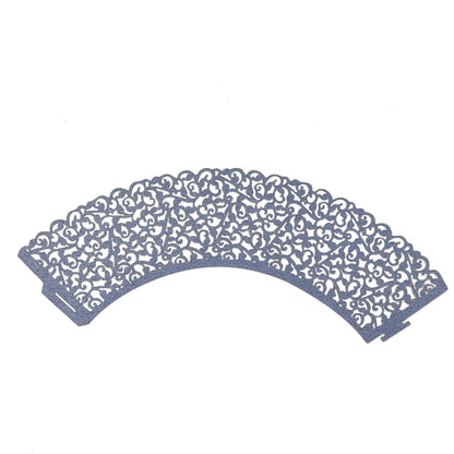 25 Pack Navy Blue Cupcake Trays Lace Cut