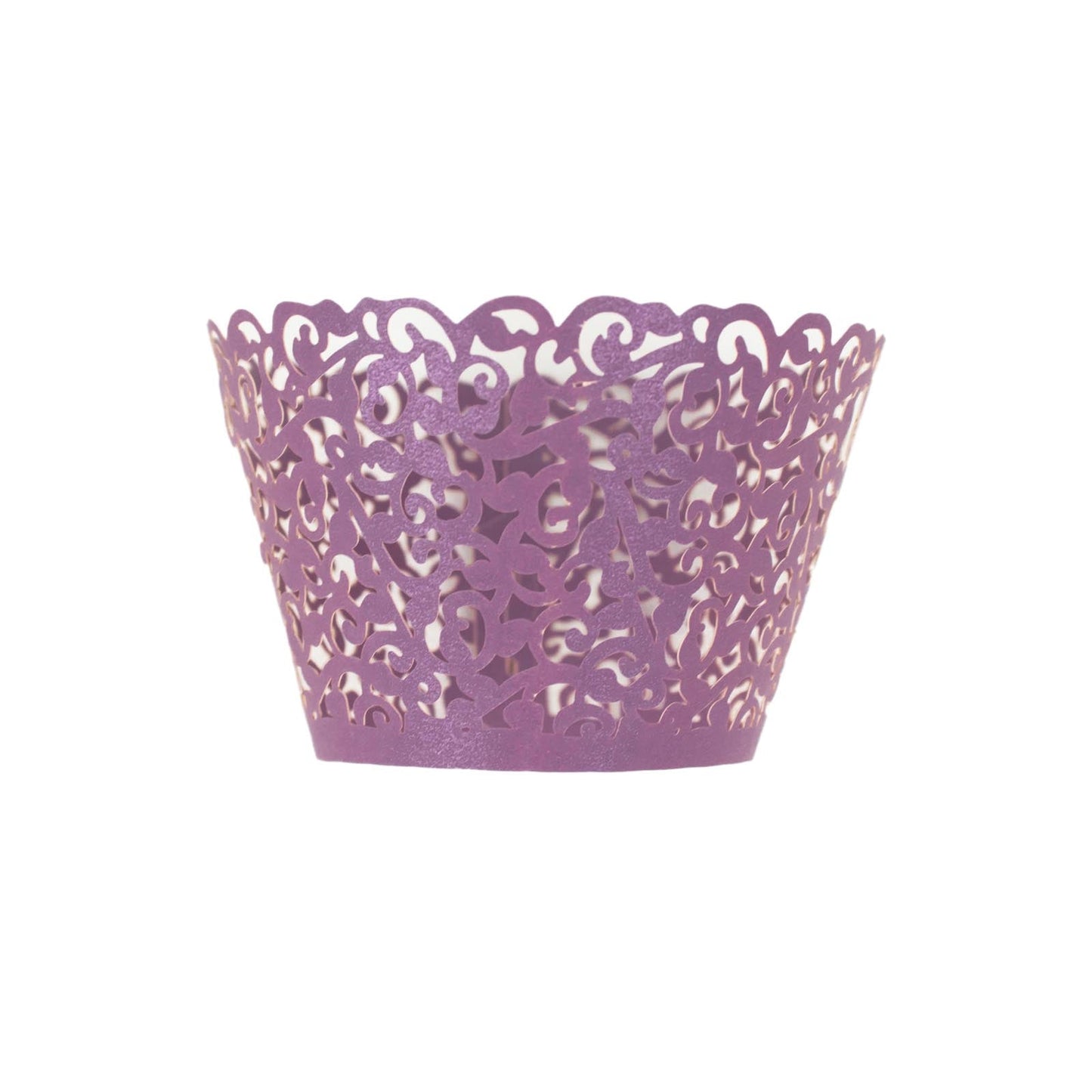 Purple lace laser cut cupcake wrapper for baking.