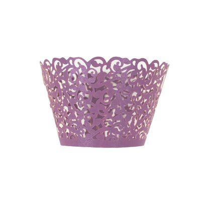Purple lace laser cut cupcake wrapper for baking.