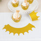 25 Pack | Gold Glitter Crown Paper Cupcake Wrappers, Muffin Paper Cup Liners